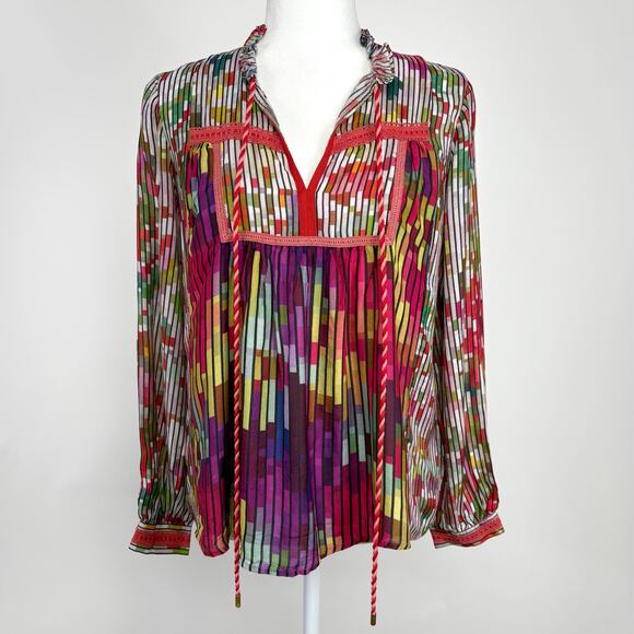 Anthropologie Conditions Apply Inreiza Top Size XS Multicolor Boho Oversized - Picture 4 of 13
